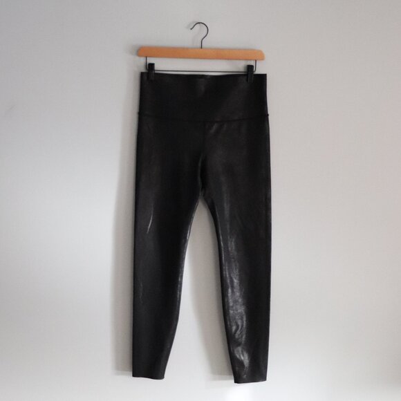 Knix Papaya Black Sz M Faux Leather Sculpting Shapewear High Rise Leggings - Picture 2 of 10